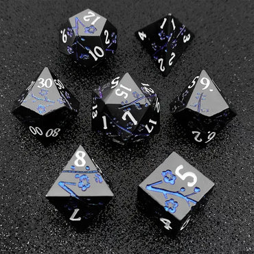 Metal Dice Set Solid Cherry Blossom in Blue Chrome (DCPHMT27)