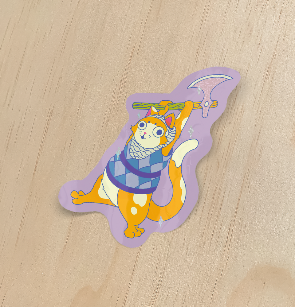 Cat Knight Holographic Sticker