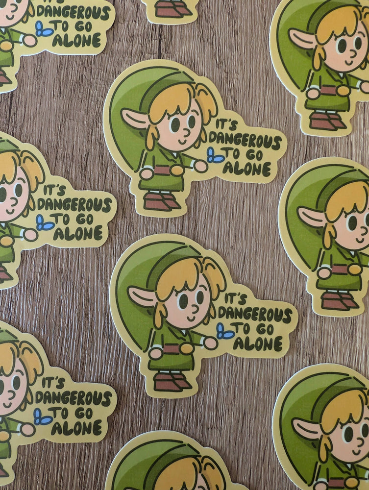 Dangerous Alone - Cute Zelda Nintendo Game Vinyl Sticker