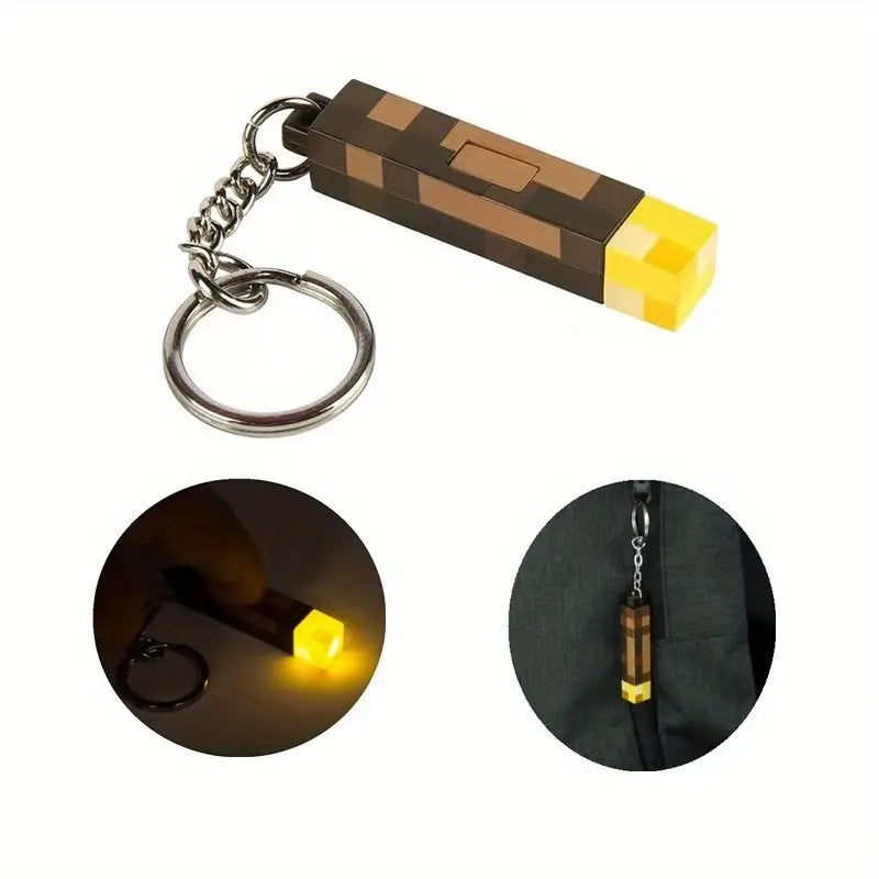 Keychain Minecraft Torch Flashlight