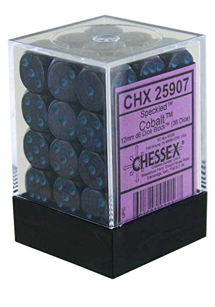Picture of the Dice: 36 Golden Cobalt Speckled 12mm D6 Dice Block (12) - CHX25937