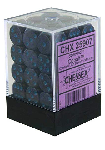 Picture of the Dice: 36 Golden Cobalt Speckled 12mm D6 Dice Block (12) - CHX25937