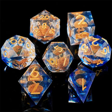 Resin Dice Set Lava Sand Liquid Core Assorted Colors (DCPHRE19)