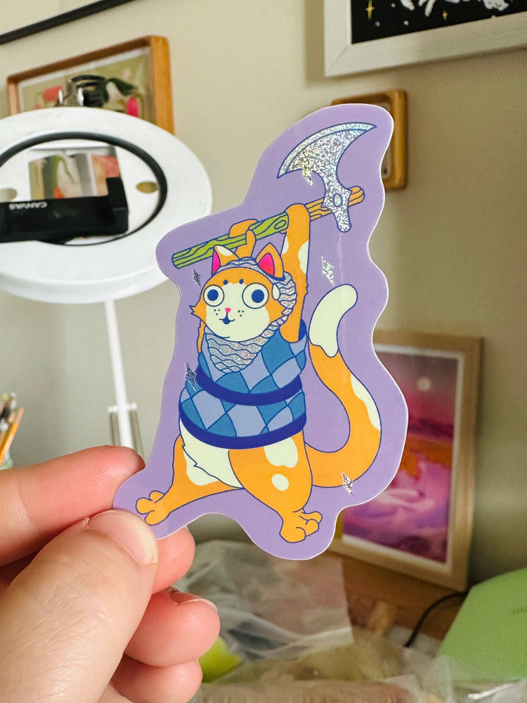 Cat Knight Holographic Sticker
