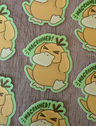 Psyduck Migraine - Cute Pokemon Nintendo Game Vinyl Sticker