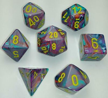 Picture of the Dice: Festive Mosaic with Yellow 7ct Polyhedral Dice Set - CHX27450