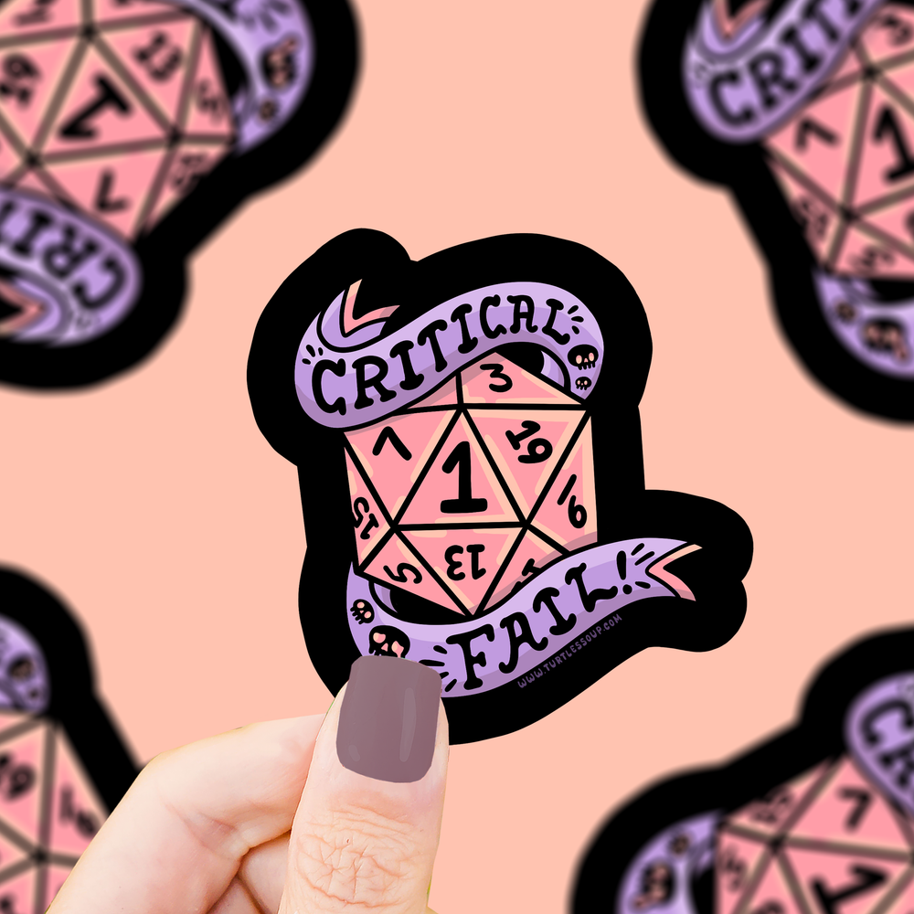 Critical Fail, Crit, Hit, Funny, Gaming, RPG, Vinyl Sticker