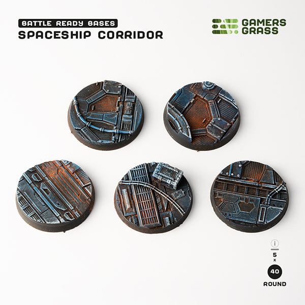 Battle Ready Bases: Spaceship Corridor - Round 40mm (x5)