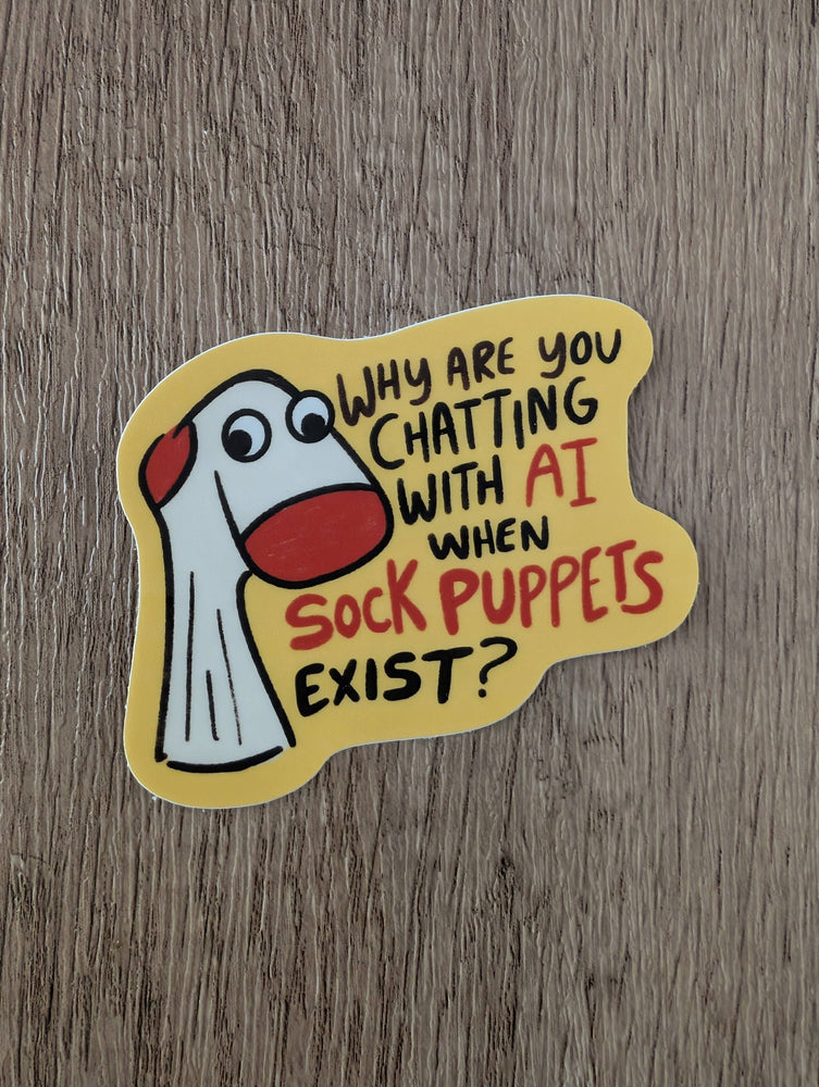 AI or Sock Puppet? - Cute Funny Anti-AI Sticker