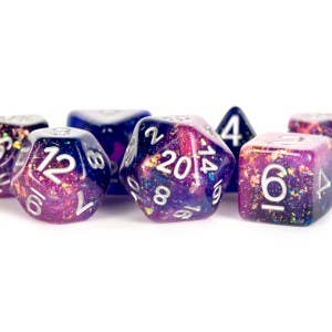 Colorful Eternal Resin Polyhedral DND Dice Set (4 Colors): Eternal Blue/Black