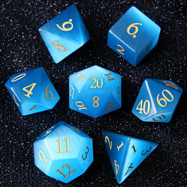 Gemstone Dice Set Cat's Eye Blue (DCPHGS14)