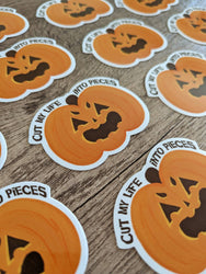 Cut My Life - Cute Funny Spooky Halloween Pumpkin Sticker