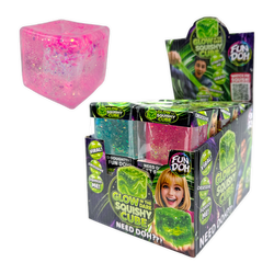 Fun Doh Glow in the Dark Squishy Sparkle Cube - 12/Display: Wholesale Price