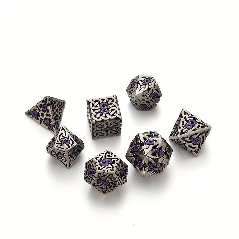 Metal Dice Set Hollow Celtic Knot Design in Assorted Colors (DCPHMT23)