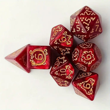 Acrylic Dice Set Red Dragon Pattern (DCPHAC15)