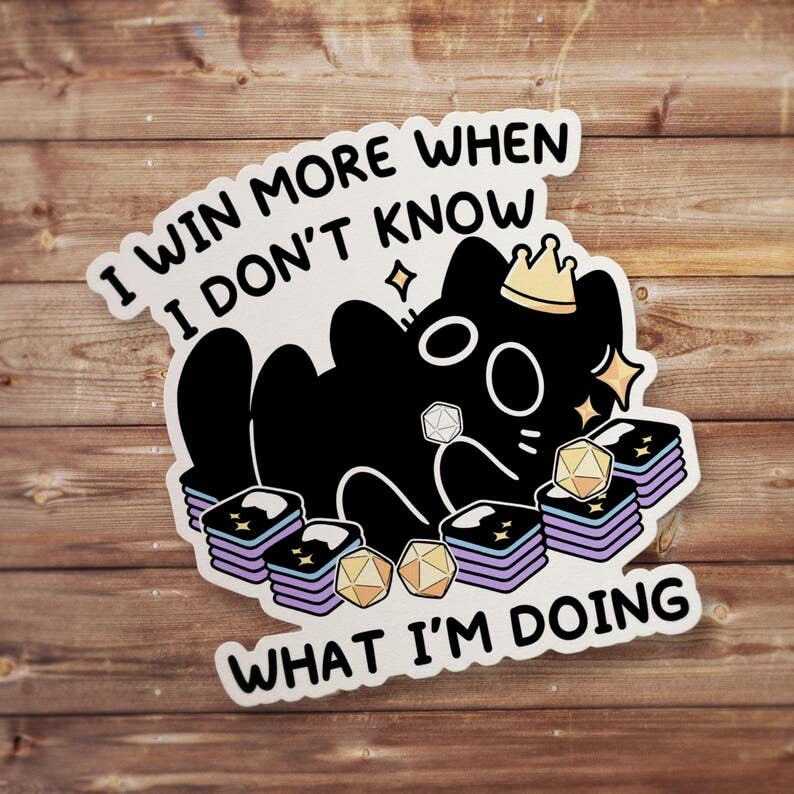 I WIN Black Cat MTG Sticker, Magic The Gathering Decal, TCG Card Gamer Gift, Void Kitty Vinyl, Commander Deck Art, Nerd Laptop, Card Games