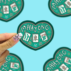I Love Mahjong Cute Gaming Vinyl Sticker