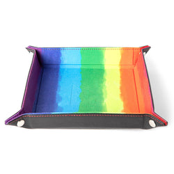 Velvet Folding Dice Tray with Leather Backing (7 Colors): Water Rainbow