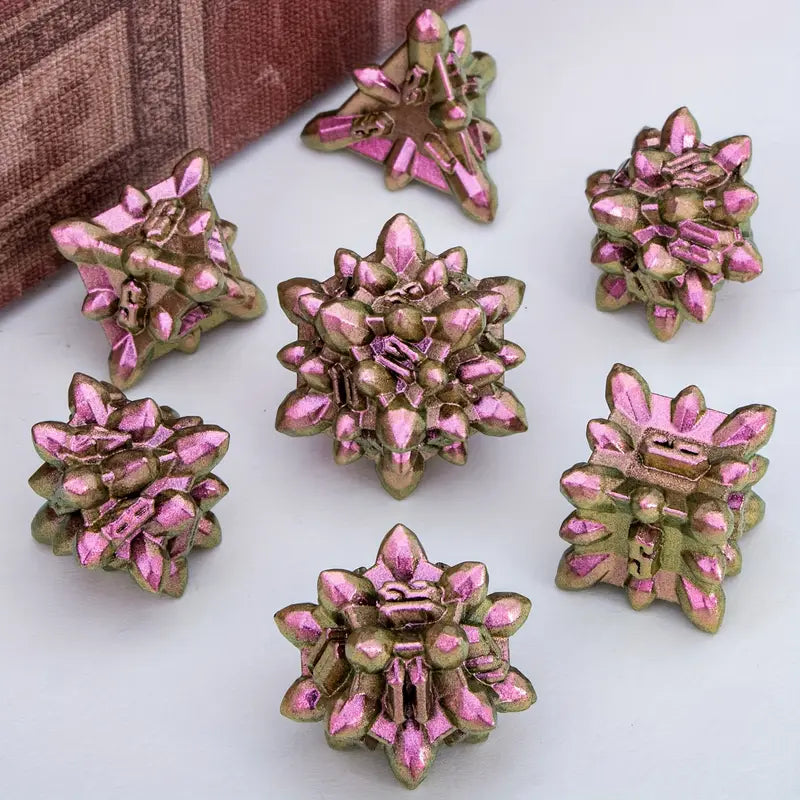 Metal Dice Set Crystalized Purple Red (DCPHMT11)