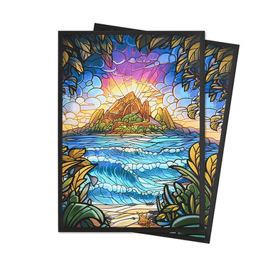 Card Sleeves: Standard- Matte Art- Stained Glass- Hidden Island (100 ct)