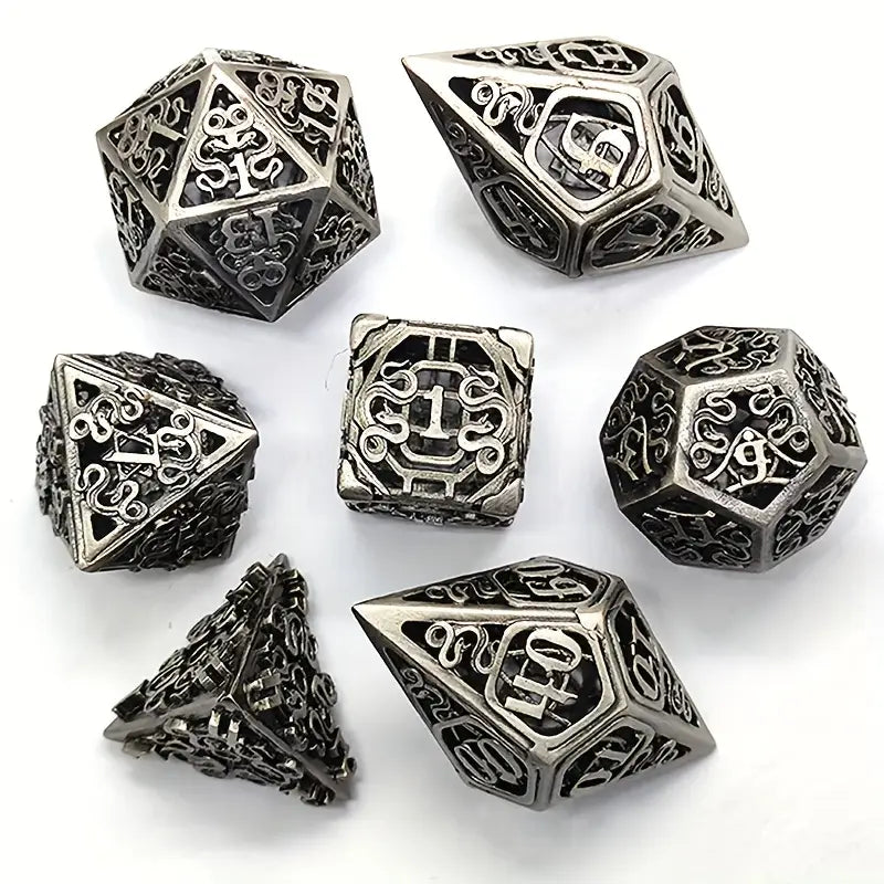 Metal Dice Set Large Hollow Snake Design in Slate (DCPHMT17)