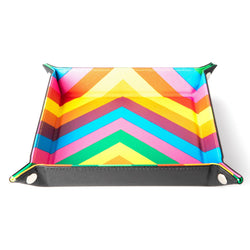 Velvet Folding Dice Tray with Leather Backing (7 Colors): Water Rainbow