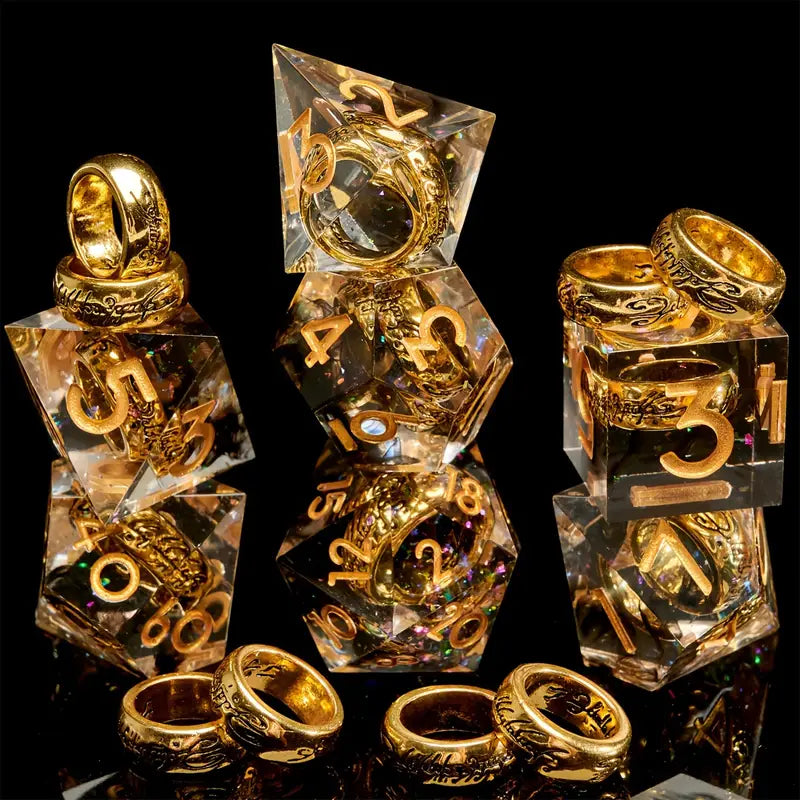 Resin Dice Set Solid by GAME GRID in Assorted Styles and Colors (GGDIRE1)