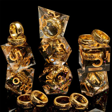 Resin Dice Set Solid by GAME GRID in Assorted Styles and Colors (GGDIRE1)