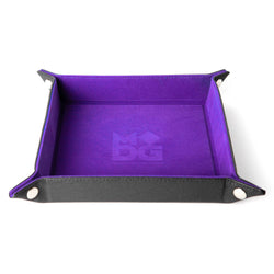 Velvet Folding Dice Tray with Leather Backing (7 Colors): Water Rainbow