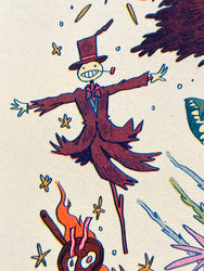 Howl's Moving Castle Small Riso Print