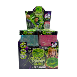Fun Doh Glow in the Dark Squishy Sparkle Cube - 12/Display: Wholesale Price
