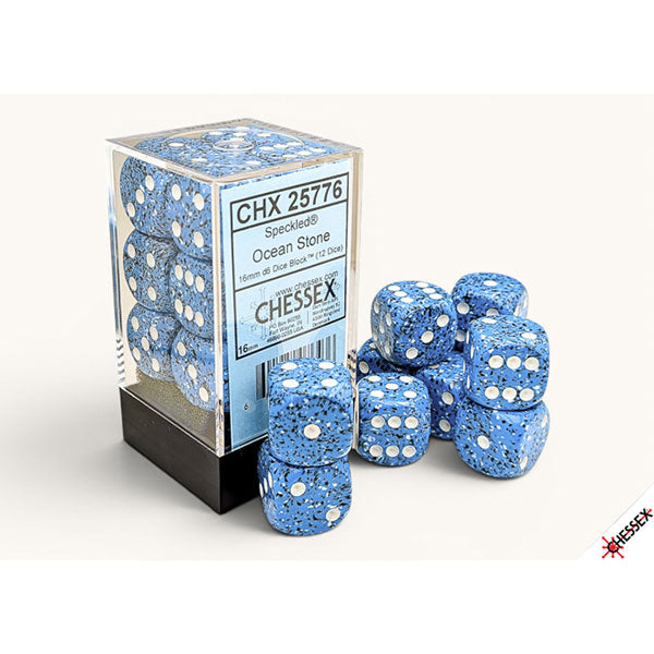 16mm 12d6 Speckled Dice: Ocean Stone (CHX25776)