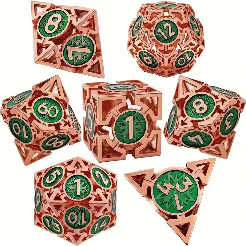Metal Dice Set Hollow Arrow Design in Assorted Colors (DCPHMT15)