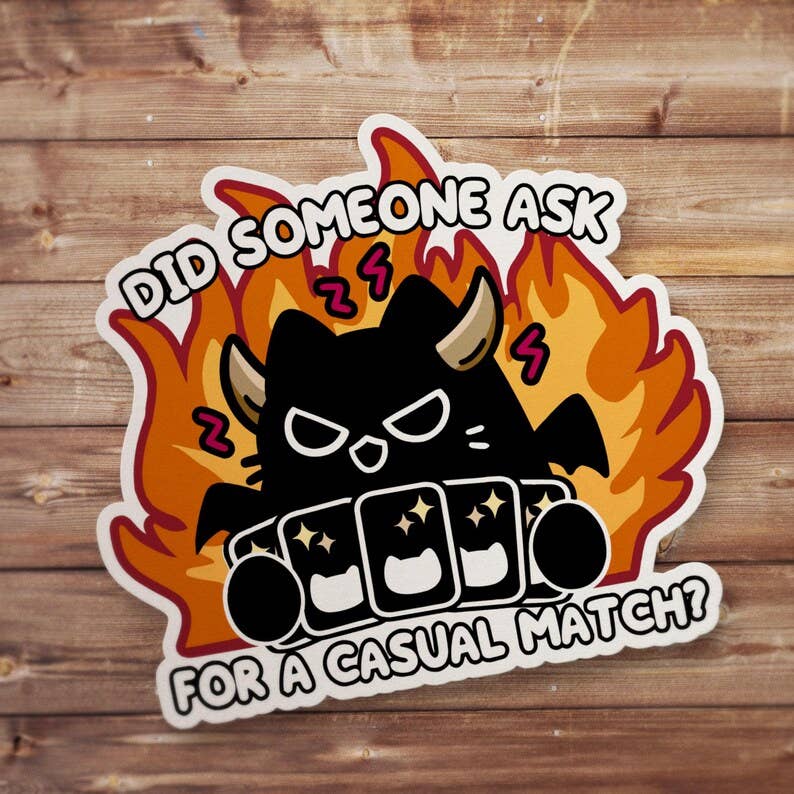 Casual Match MTG Black Cat Sticker, Magic The Gathering Decal, TCG Card Gamer Gift, Commander Deck Art, Void Kitty Laptop Vinyl