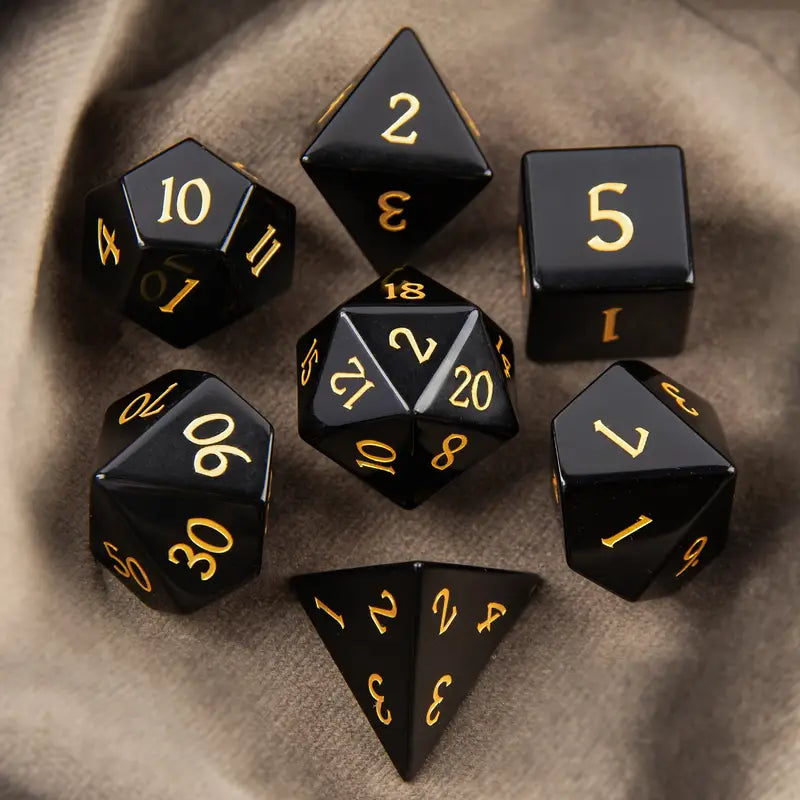 Gemstone Dice Set Obsidian