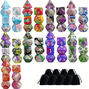 Acrylic Dice Set Multicolored Swirl in Assorted Colors (DCPHAC24)