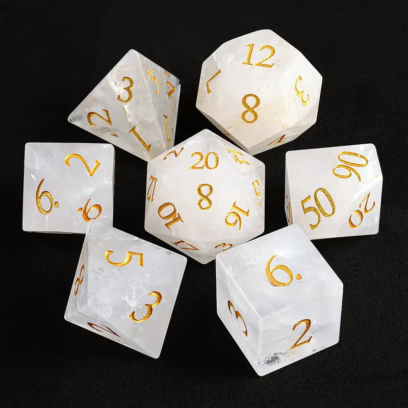 Gemstone Dice Set Cat's Eye White (DCPHGS17)