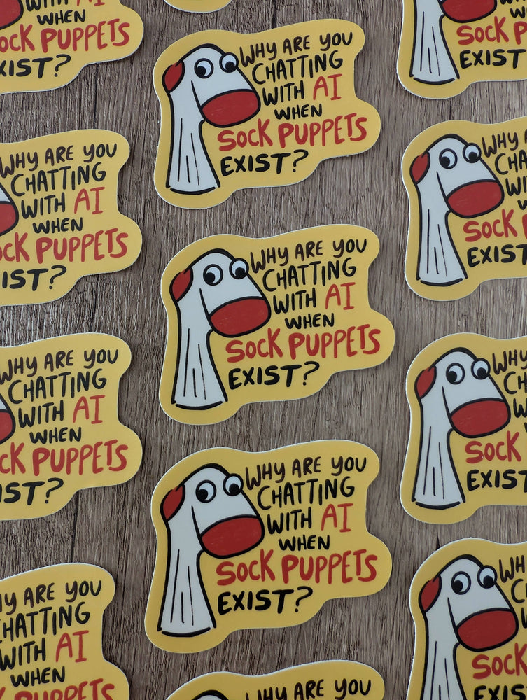 AI or Sock Puppet? - Cute Funny Anti-AI Sticker