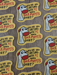 AI or Sock Puppet? - Cute Funny Anti-AI Sticker