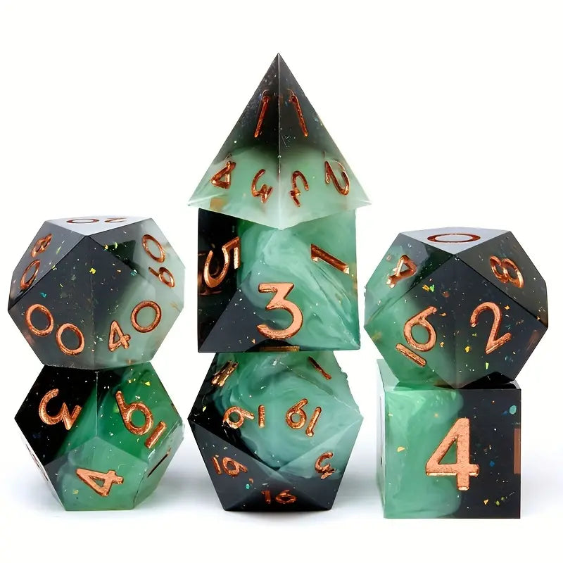 Resin Dice Set Jade Green to Black Fade (DCPHRE18)