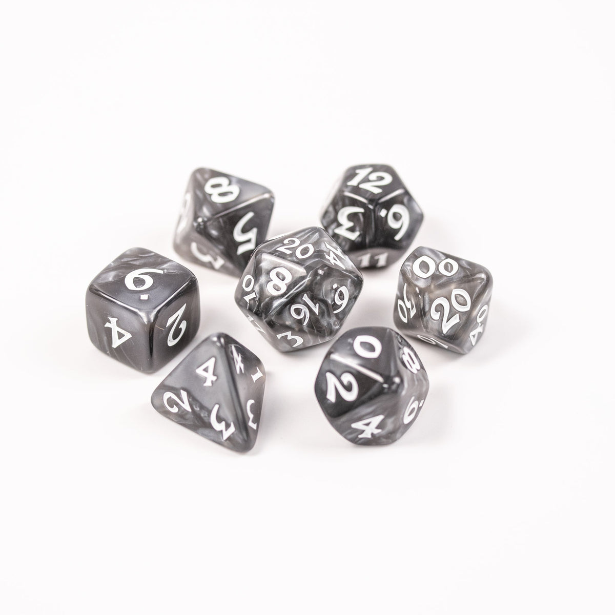 RPG Dice Set (7) - Grey with White