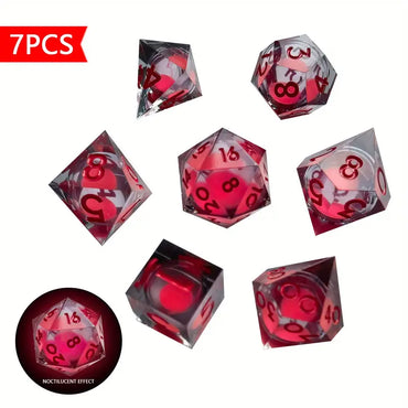 Resin Dice Set Transparent Grey with Red Liquid Core (DCPHRE6)