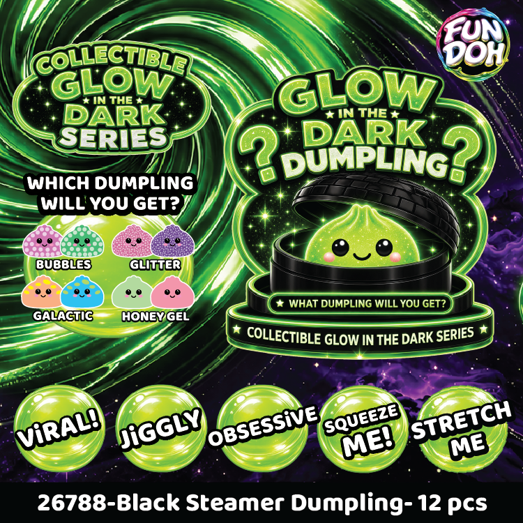 Fun Doh Glow In Dark Mystery Dumpling Squishy Black Basket: Wholesale Price