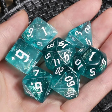 Acrylic Dice Set Aqua Marine Shimmer (DCPHAC10)