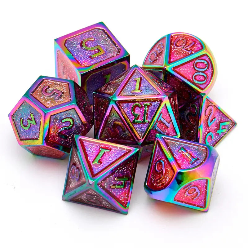Metal Dice Set Rainbow Pink Glitter (DCPHMT21)