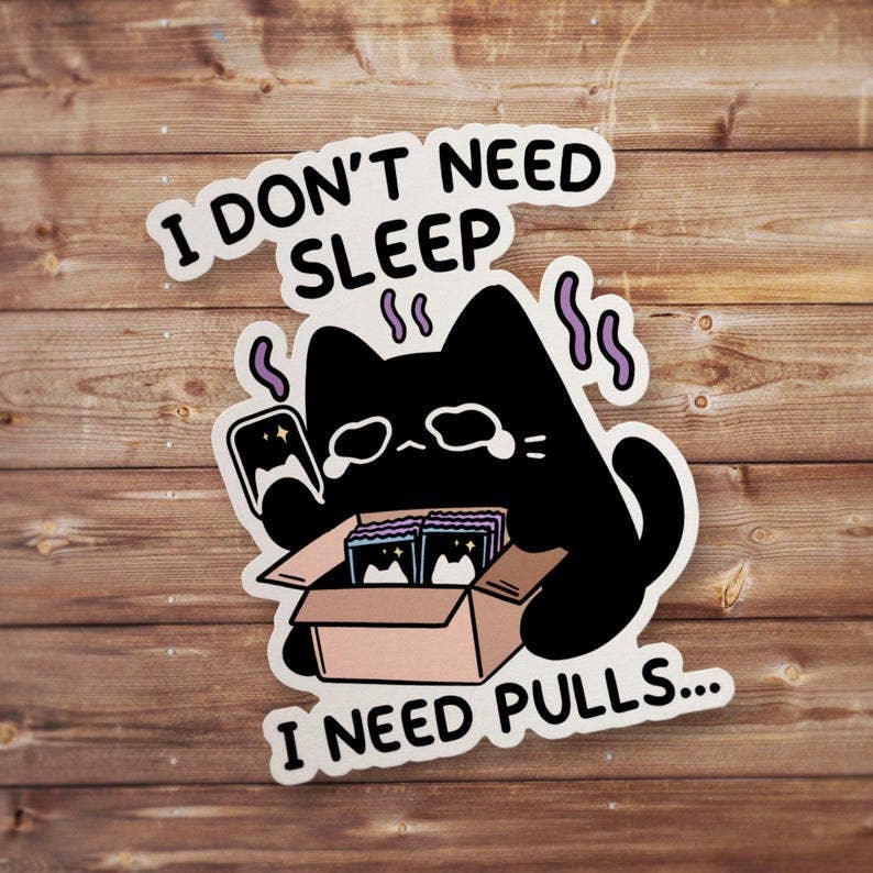 I Need Pulls MTG Black Cat Sticker, Magic The Gathering Decal, TCG Card Gamer Gift, Commander Deck Art, Void Kitty Laptop Vinyl