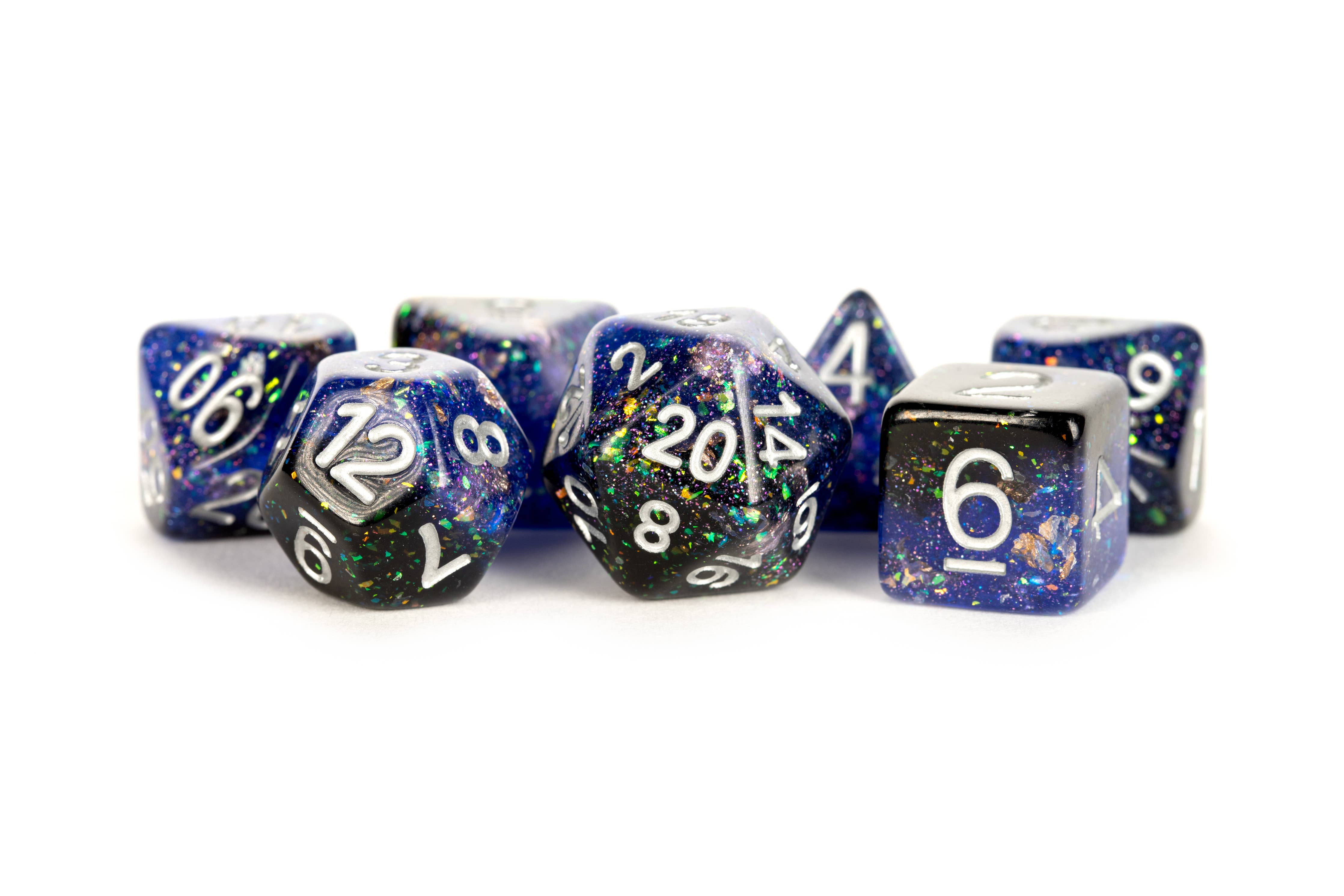 Colorful Eternal Resin Polyhedral DND Dice Set (4 Colors): Eternal Blue/Black