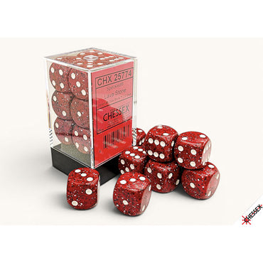 16mm 12d6 Speckled Dice: Lava Stone (CHX25774)