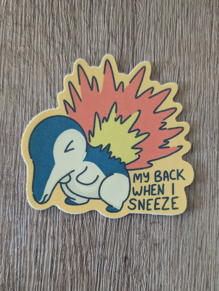 Cyndaquil Back Pain - Cute Pokémon Nintendo Vinyl Sticker