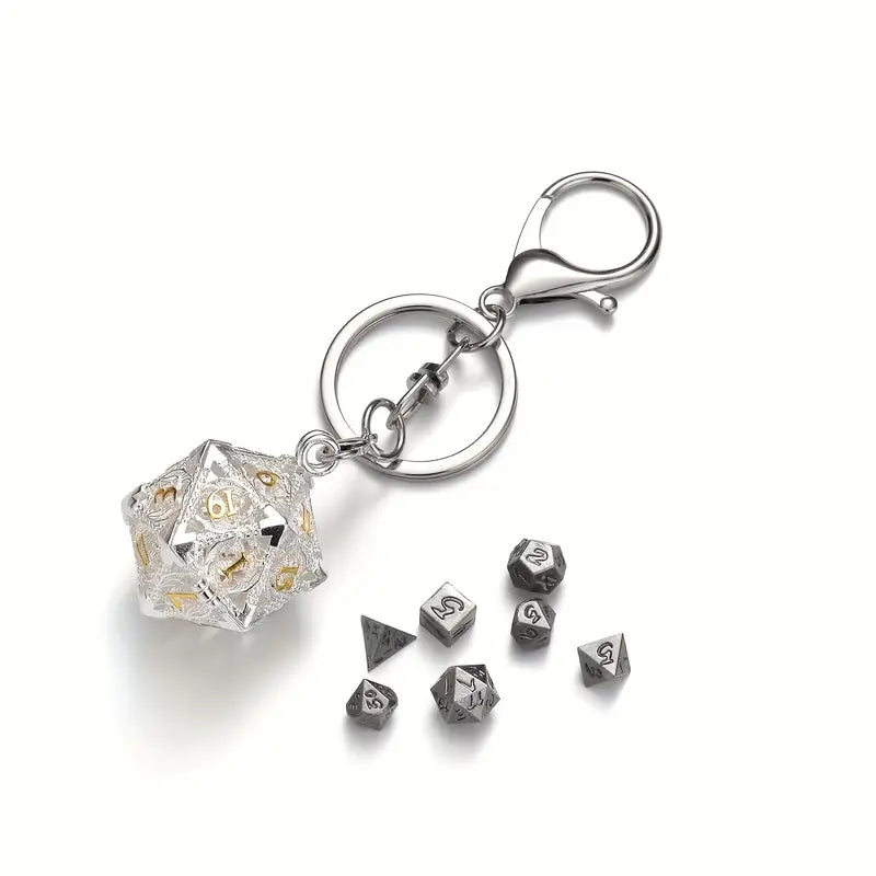 Keychain D20 Dragon Locket with Mini Dice Set in Assorted Colors (KCDCDR1)
